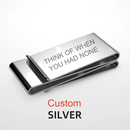 Custom Lettering Stainless Steel Unisex Money Clip Double Sized Slim Portable Credit Card Money Holder