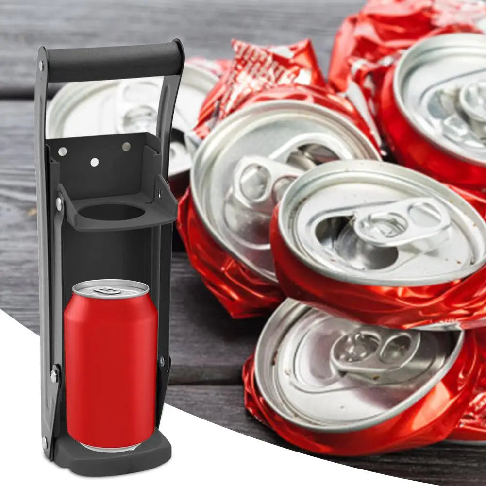 C2 16 Ounces Metal Can Crusher Bottle Opener Heavy Duty Steel Rubber Handle Smasher Kitchen For Beer Cans Bottles Recycling Tool