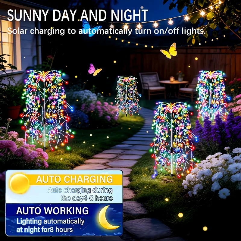 Outdoor Holiday LED Fairy Lights Garden Path Decor Garland Tree Solar Lights