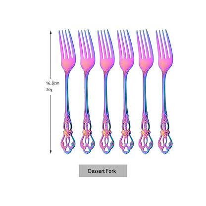 6/30Pcs Royal Colorful Dinnerware Set Knife Dessert Fork Spoon Cutlery Set Stainless Steel