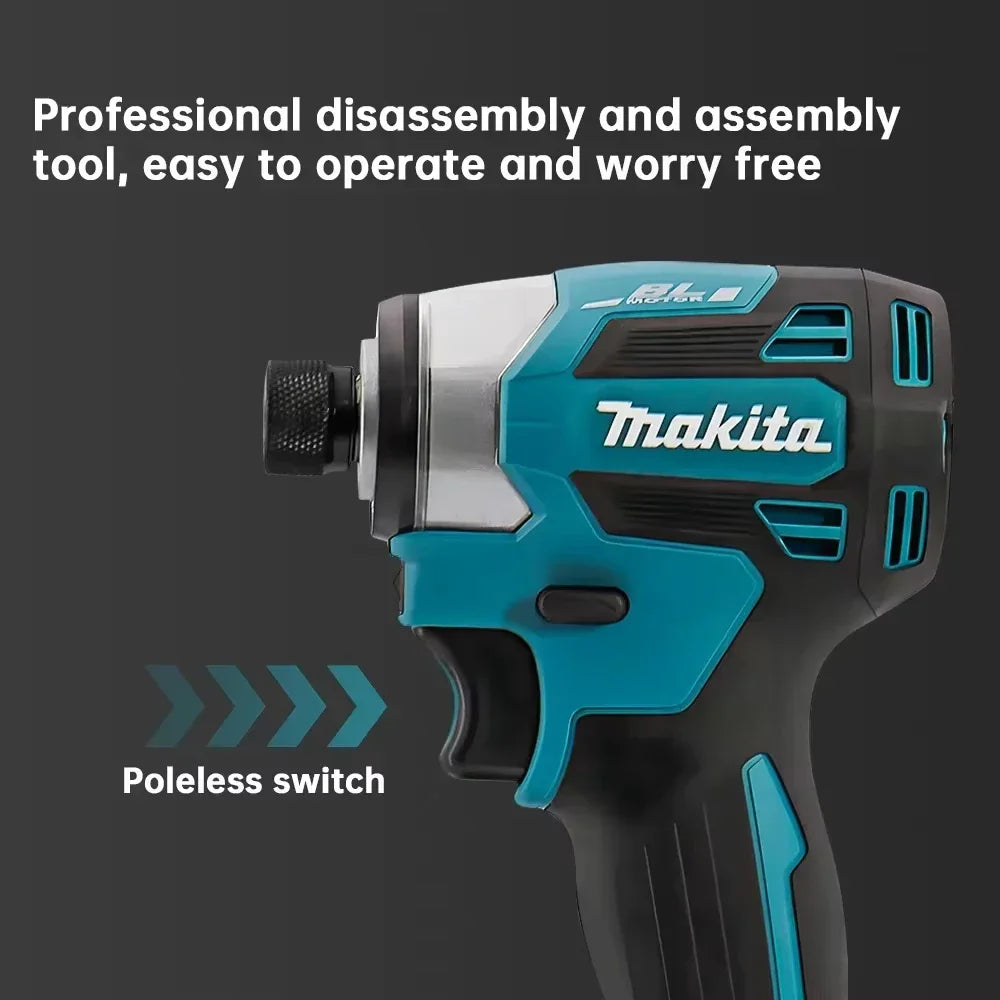 2025 Makita DTD173 bule 18v Brushless Lithium-ion Impact Driver Power Tool Multifunctional Tool, Drill Bit