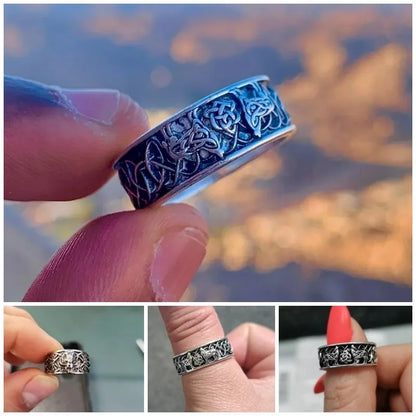 Huitan Viking Nordic Mythology Giant Wolf Men Ring Defense Totem Wolf Fashion