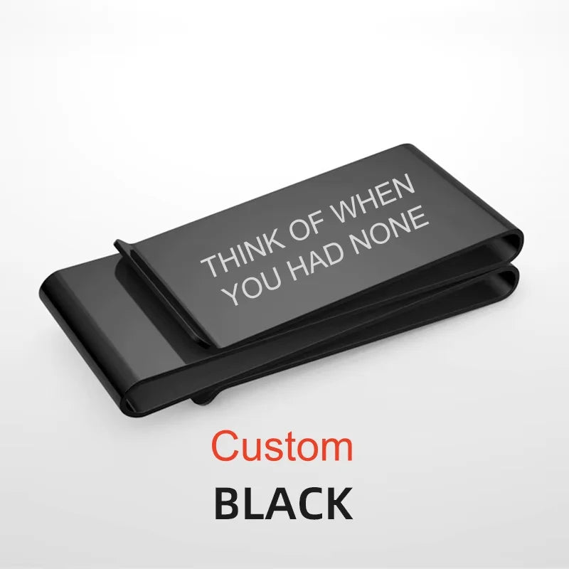 Custom Lettering Stainless Steel Unisex Money Clip Double Sized Slim Portable Credit Card Money Holder