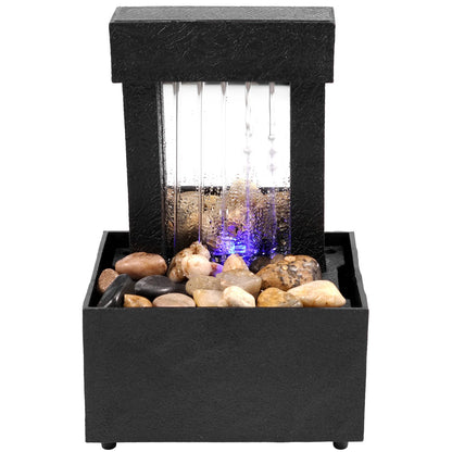 Tabletop Waterfall Home Decor Relaxation Meditation Desktop Fountain with Soft Lights Flowing Water Ornaments
