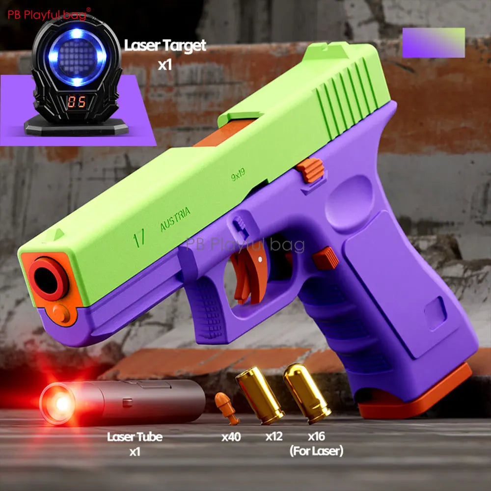 2-IN-1 Dual Mode G17 Toy Pistol Shell Ejection Model Entertainment Laser Gun With Target Children Toy Gun Game QJ90