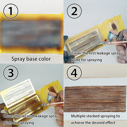 Scale model kit painting tools Reusable metal Hollow airbrush stencil Spray mask Natural wood grain finish Multi-scale