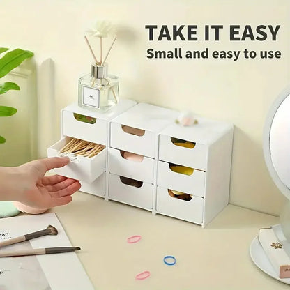 3-Tier Plastic Cosmetic Storage Box Organizer with Drawers Multifunctional