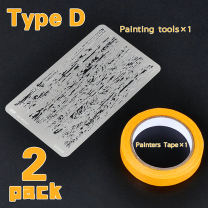 Scale model kit painting tools Reusable metal Hollow airbrush stencil Spray mask Natural wood grain finish Multi-scale