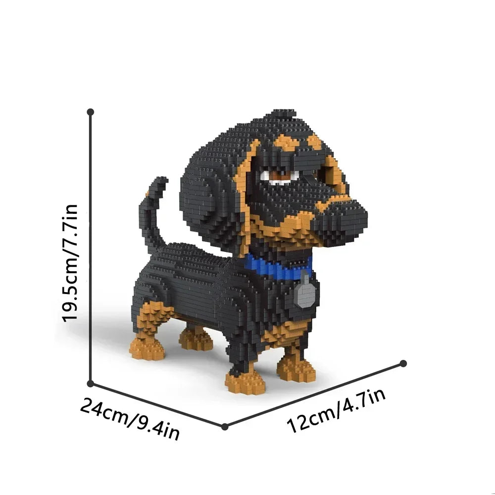 KNEW BUILT Dachshund Dogs Model Micro Mini Building Blocks: