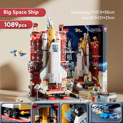 Creative Aviation Manned Rocket Building Blocks Space Astronaut Figure DIY Aerospace Bricks Model Toys for Kids Christmas Gift