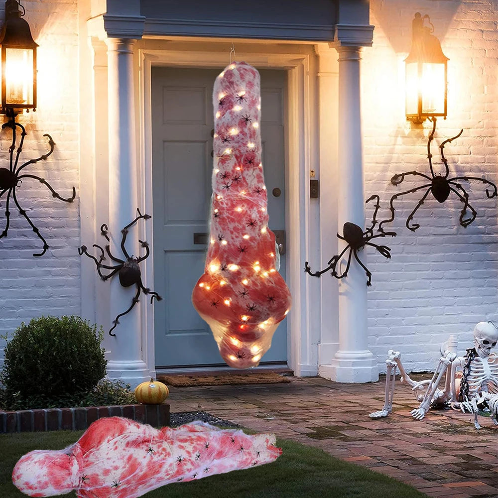 Halloween Decoration Corpse Scary Dead Body Props Cocoon With Light Outdoor
