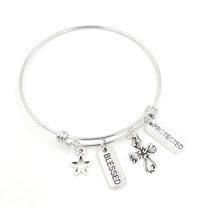 Inspiration Bracelet Stainless Steel Bangle Alloy never give up Hope Faith Believe Charm Bracelet Bangles For Women Gift Pulsera