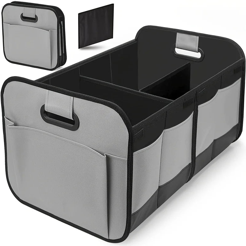 Collapsible Large Car Trunk Storage Box, Waterproof 600D Oxford Fabric Organizer with Flip Top & Reinforced Handles for SUV/Van