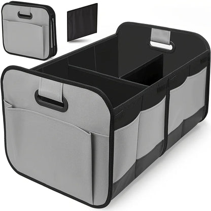 Collapsible Large Car Trunk Storage Box, Waterproof 600D Oxford Fabric Organizer with Flip Top & Reinforced Handles for SUV/Van