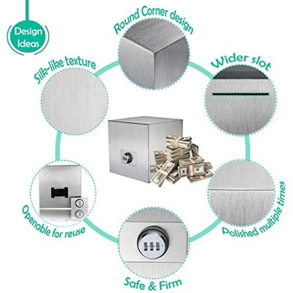 Adult Piggy Bank Reusable Password Piggy Bank Stainless Steel Piggy Bank Helps Save Money