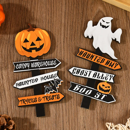 Halloween Wooden Ornament Ghost Pumpkin Skull Horror