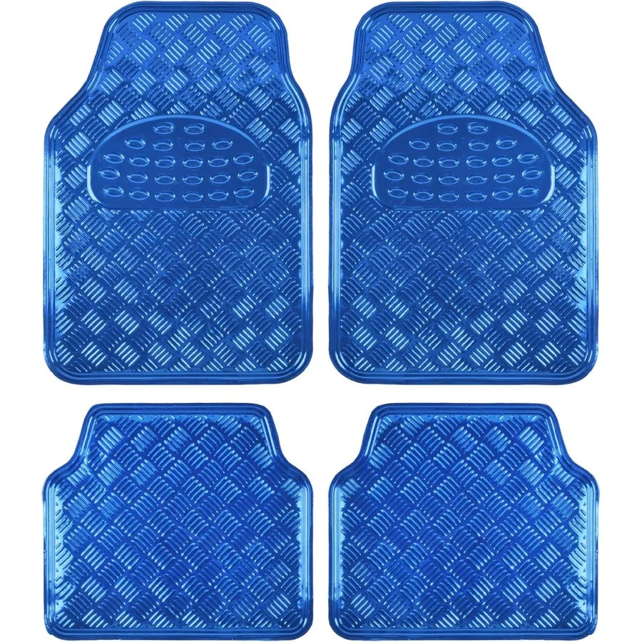 Metallic Chrome Car Floor Mats AllWeather Universal Fit Automotive Floor Mats for Cars SUVs Floor Mats for Trucks Car Mats Full