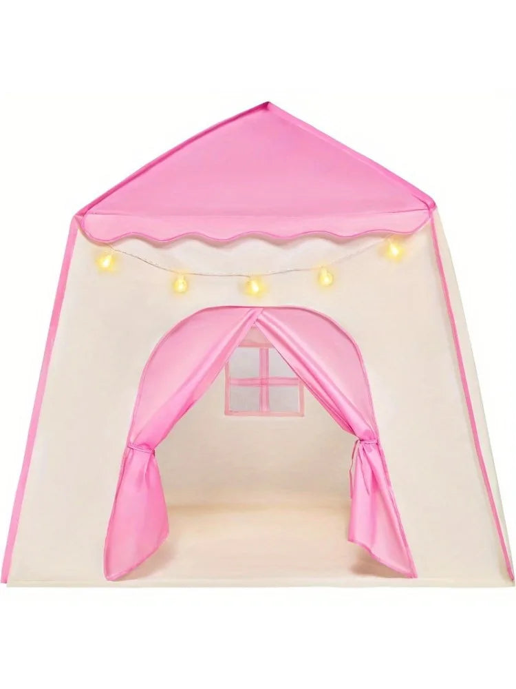 JOYFY Pink Princess Tent for Girls with LED Star Lights Large Playhouse Kids Castle Play Tent for Children Indoor Outdoor Games