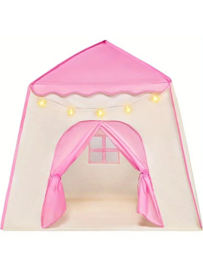 JOYFY Pink Princess Tent for Girls with LED Star Lights Large Playhouse Kids Castle Play Tent for Children Indoor Outdoor Games