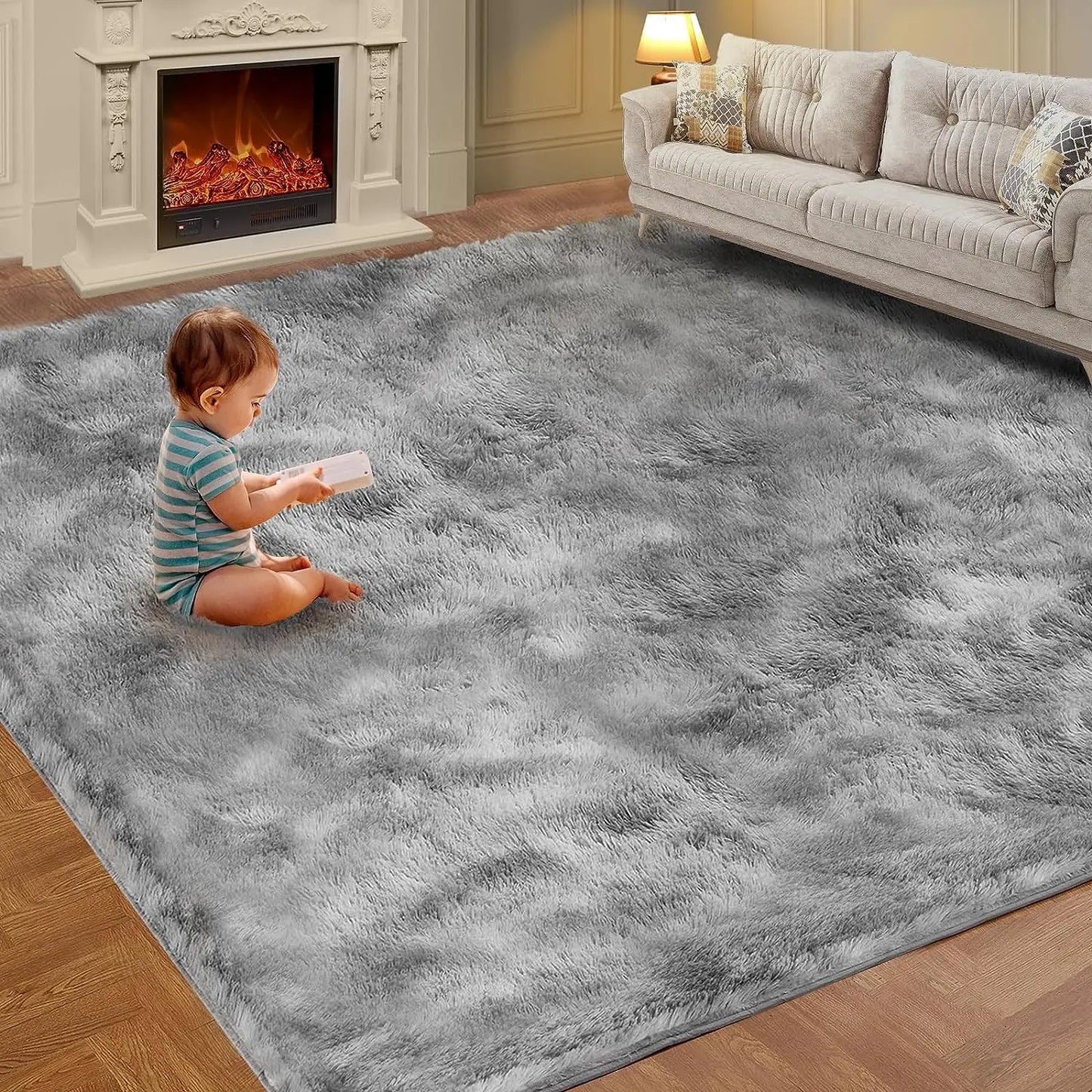 VIKAMA Tie-Dye Plush Carpet Living Room Decoration Soft Fluffy Home Mat 
Non-Slip Blanket