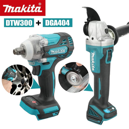 Makita DTW300 + DGA404 Combo: 18V, 580Nm Impact Wrench (3800RPM), 680W Angle Grinder