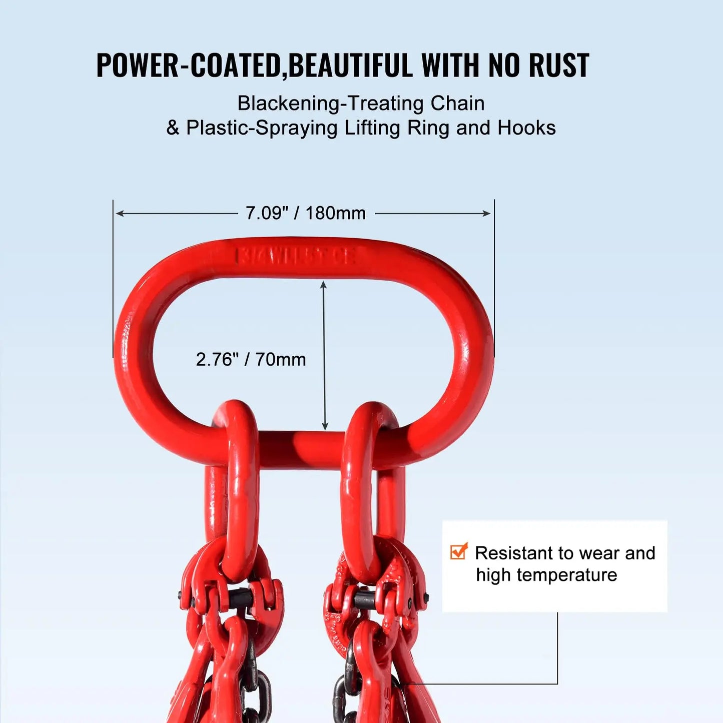 3/8 Inch Lifting Chain Sling, 8 Ton Capacity with Hooks for Engine Hoist