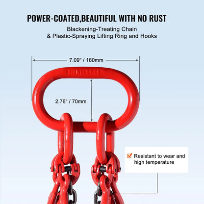 3/8 Inch Lifting Chain Sling, 8 Ton Capacity with Hooks for Engine Hoist