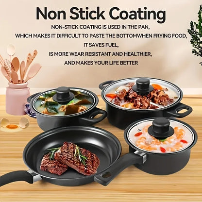 13-Piece Nonstick Cookware Set Black - Induction Compatible Pot Pan Set with Frying Pan & Utensils
