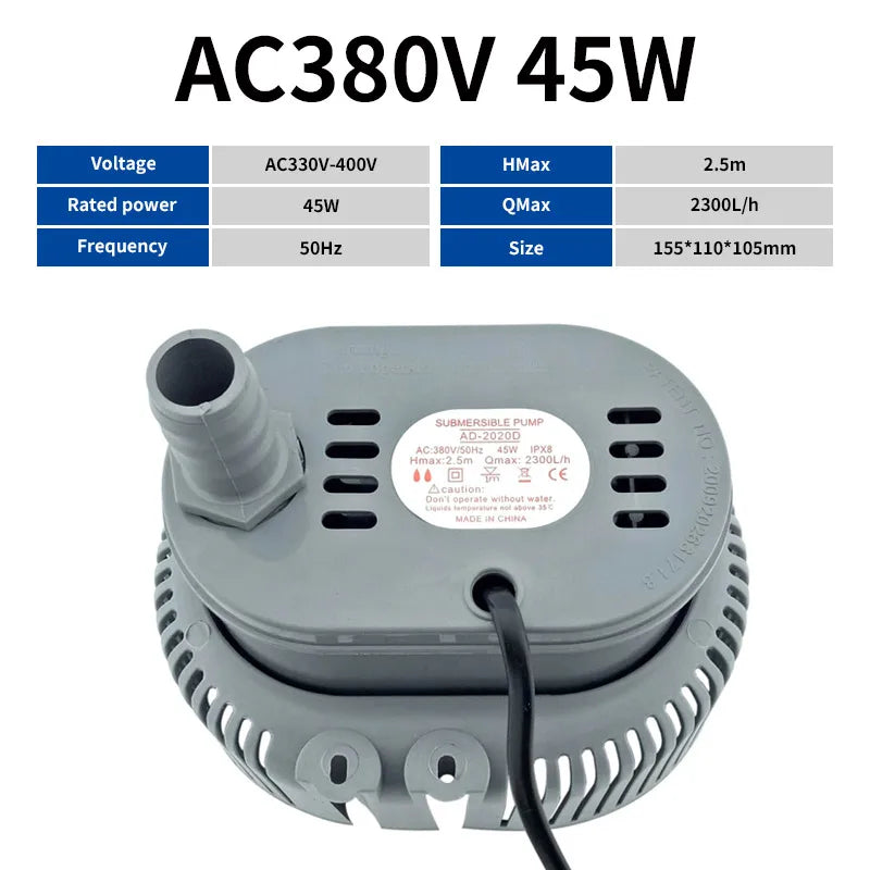 70W Submersible Pump AC220V 380V Environmental Protection Air Conditioning Water Pump 45W Cold Air Fan Water Pump