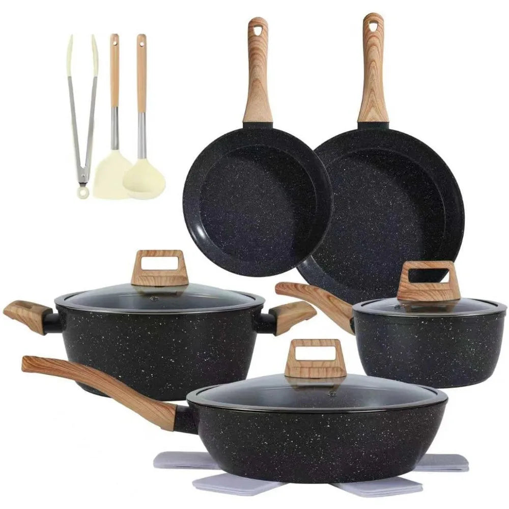 Ceramic Cookware Sets Non Stick 15 PCS Pots and Pans Set Kitchenware