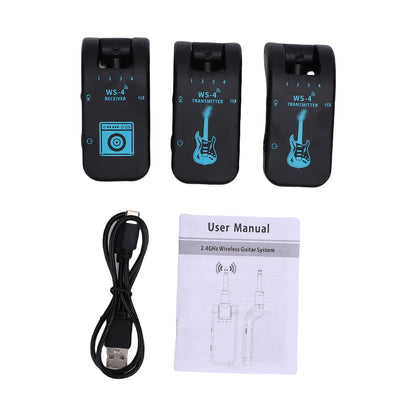 2.4G Wireless Guitar System Rechargeable Guitar Transmitter Receiver Plug Play Real-time Transmission for Electric Guitar Bass