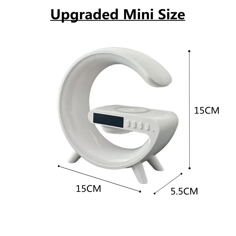 Multifunction Wireless Charger Stand Pad RGB Light Alarm Clock Speaker Fast Charging Dock Station