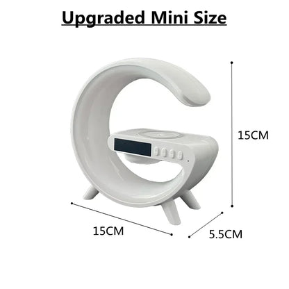 Multifunction Wireless Charger Stand Pad RGB Light Alarm Clock Speaker Fast Charging Dock Station
