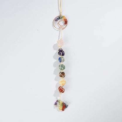 Tree of Life 7 Chakra Stone Dream Catcher Healing Crystal Gift,