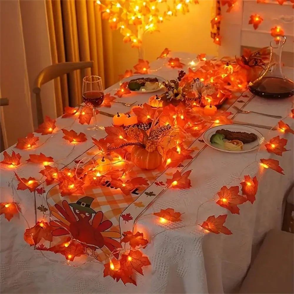 Holiday Maple Leaf Fairy Lights, LED Autumn Fall String Lights