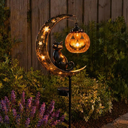 Solar Halloween Lights Halloween Stake Lights Jack-o-lantern Moon Cat Silhouette Waterproof