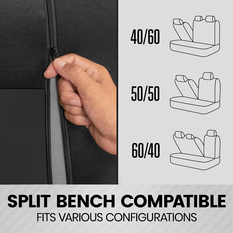 Universal Car Seat Covers Full Set Fit For Most Car SUV Truck Accessories Interior Rear Seat Can Split With 40/60 50/50 60/40