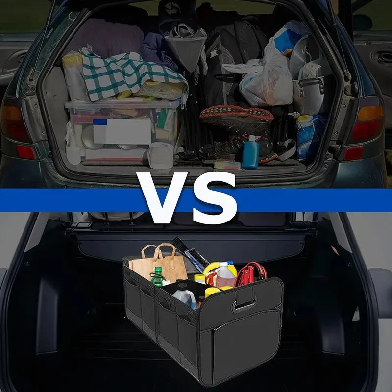Collapsible Large Car Trunk Storage Box, Waterproof 600D Oxford Fabric Organizer with Flip Top & Reinforced Handles for SUV/Van