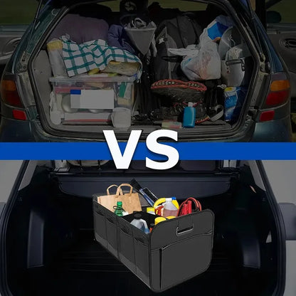 Collapsible Large Car Trunk Storage Box, Waterproof 600D Oxford Fabric Organizer with Flip Top & Reinforced Handles for SUV/Van