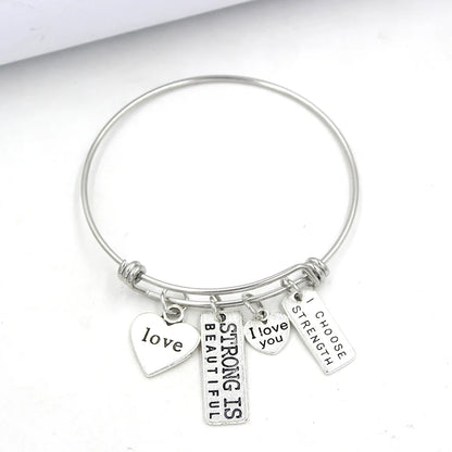 Inspiration Bracelet Stainless Steel Bangle Alloy never give up Hope Faith Believe Charm Bracelet Bangles For Women Gift Pulsera