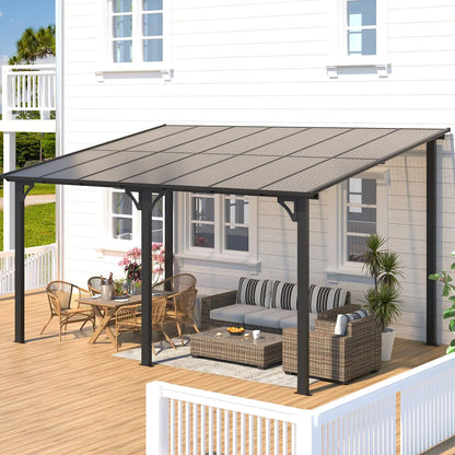 14' x 10' Gazebo for Patio, Hard Top Lean to Gazebo Pergola with Roof (140 Sq.Ft Shaded), Large Wall-Mounted Heavy, Customized
