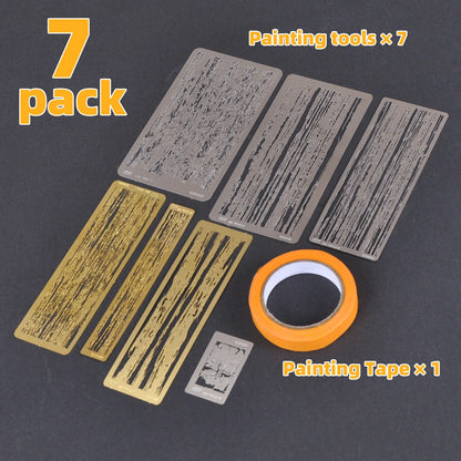Scale model kit painting tools Reusable metal Hollow airbrush stencil Spray mask Natural wood grain finish Multi-scale