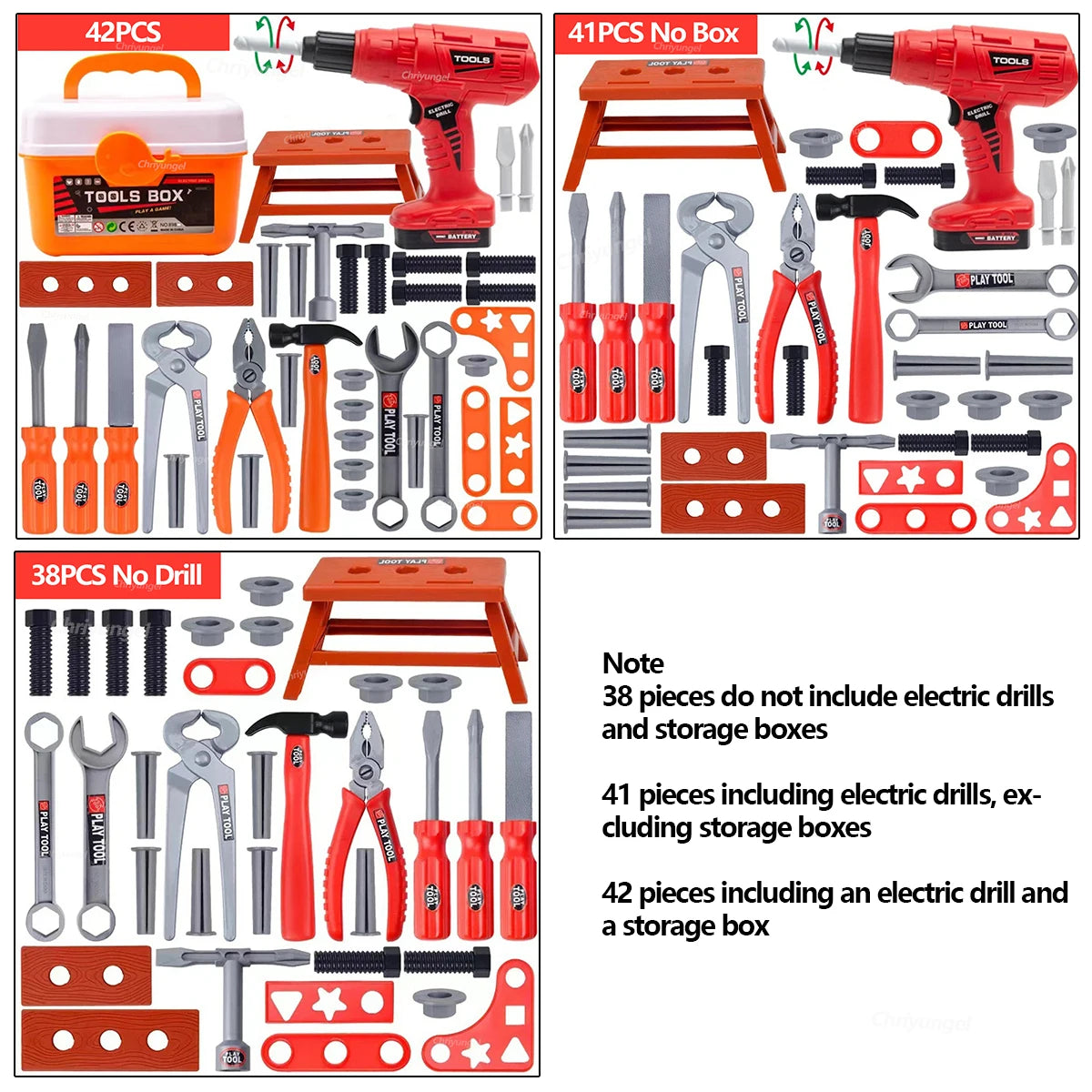 Kids Tool Set Toys 38/41/42 PCS Pretend Play Repair Construction