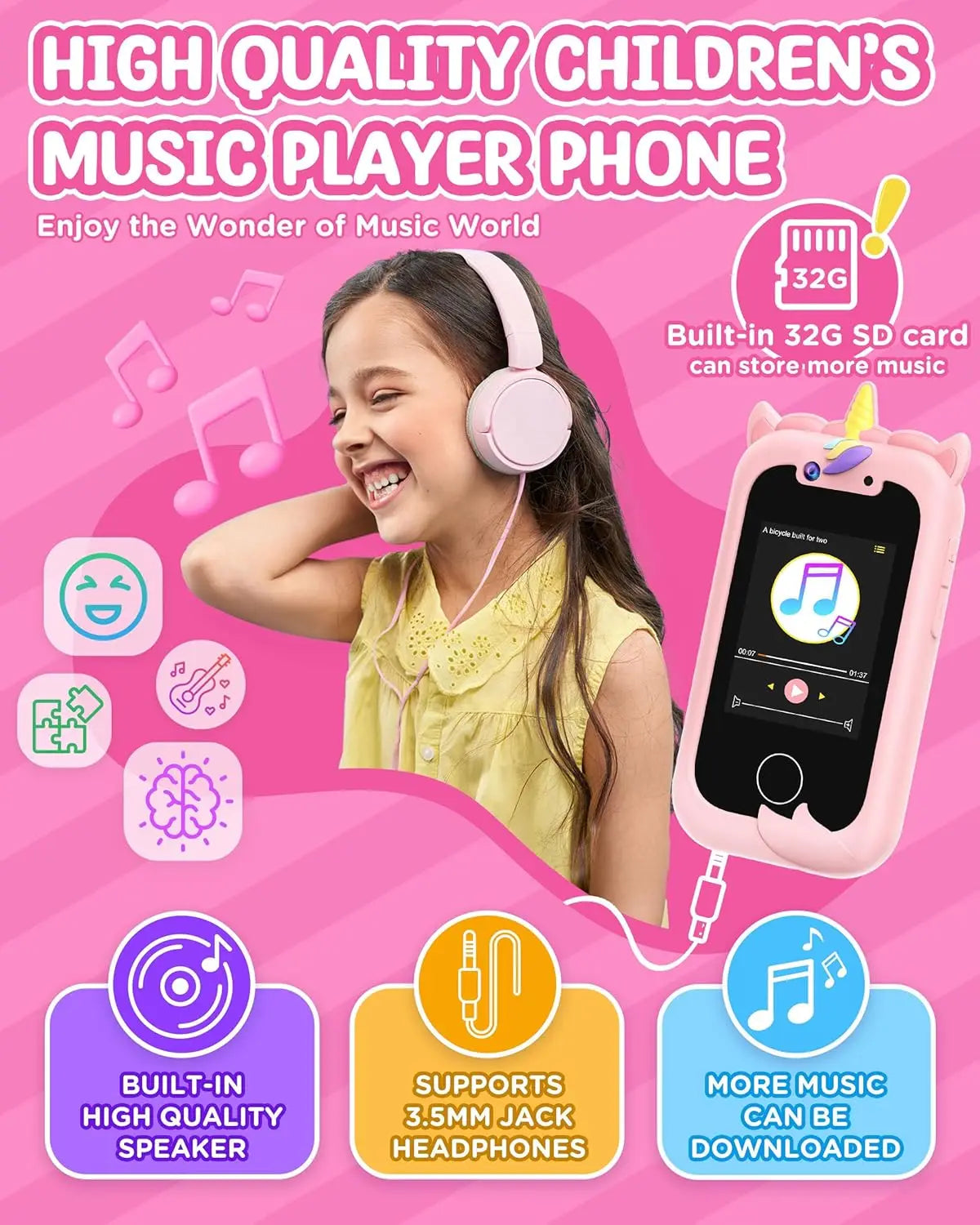 Kids Smart Phone Girls Toy: Christmas Birthday Gifts for Girls Age 3-10 - Working Real Play Cell Phone