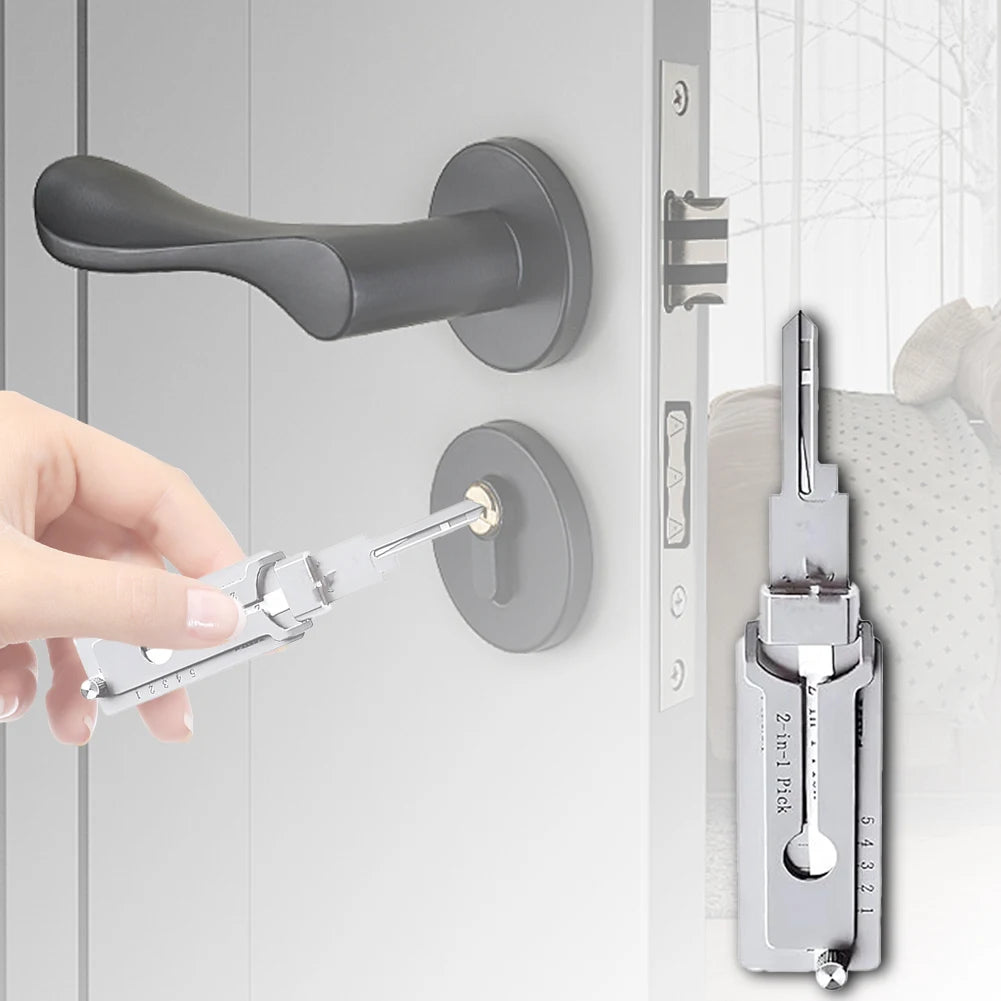 SS001 Stainless Steel Key Decoder 2 In 1 Precision Hook & Pick Set Lock Decoder O-ring Pickup Kit Maintenance Repair Hand Tools