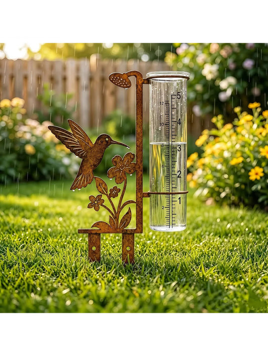 Outdoor rain gauge, 23CM large capacity metal frame rain gauge, suitable for gardens, courtyards, flower pots, terraces, lawns