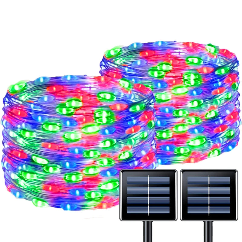 1pcs Solar String Lights Outdoor Waterproof LED Outdoor 8 Modes Christmas Fairy Light for Patio Yard Tree Garden Balcony Decor
