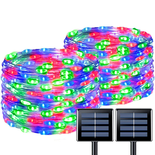 1pcs Solar String Lights Outdoor Waterproof LED Outdoor 8 Modes Christmas Fairy Light for Patio Yard Tree Garden Balcony Decor