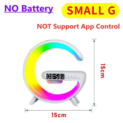 Multifunction Wireless Charger Stand Pad RGB Light Alarm Clock Speaker Fast Charging Dock Station