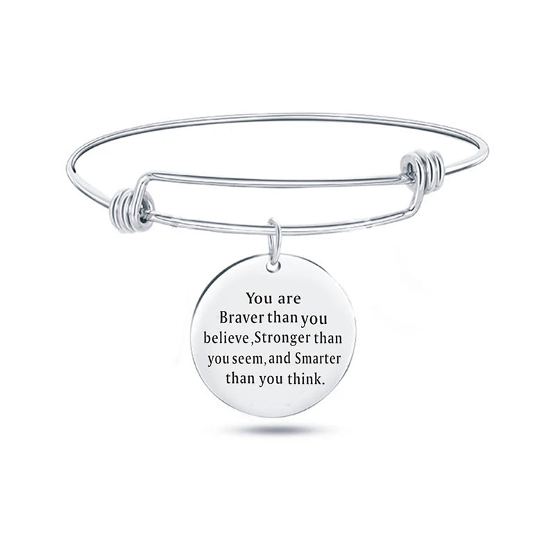 Inspiration Bracelet Stainless Steel Bangle Alloy never give up Hope Faith Believe Charm Bracelet Bangles For Women Gift Pulsera